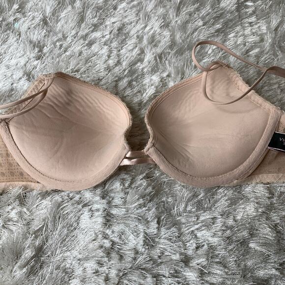 Victoria's Secret Very Sexy Push Up 32 C Nude Lace Weave Texture - Picture 4 of 8